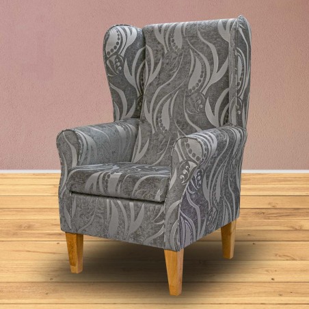 Large High Back Chair in Malta Peacock Deluxe Velvet Fabric | Beaumont