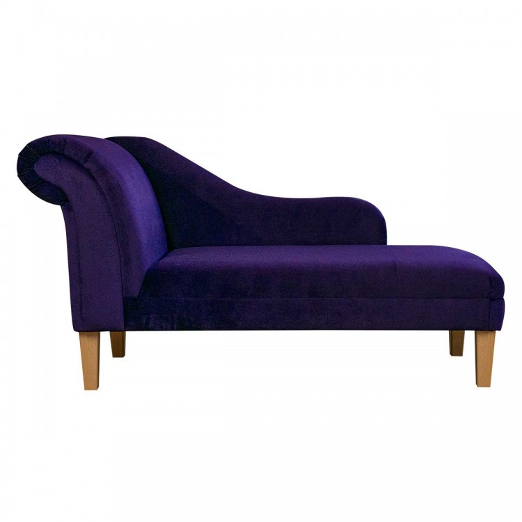 Chaise Longue in a Malta Amethyst Luxury Velvet Fabric | Beaumont