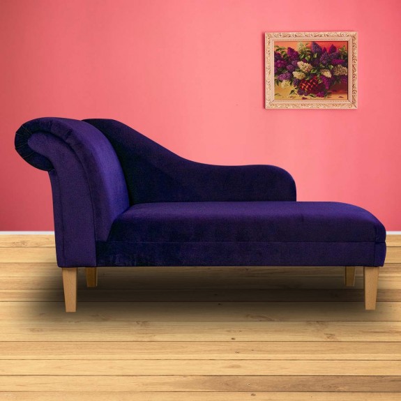 Chaise Longue in a Malta Amethyst Luxury Velvet Fabric | Beaumont