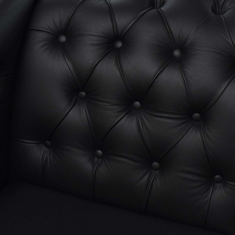 Buttoned Medal Crystal Grey Genuine Leather Chaise Longue | Beaumont