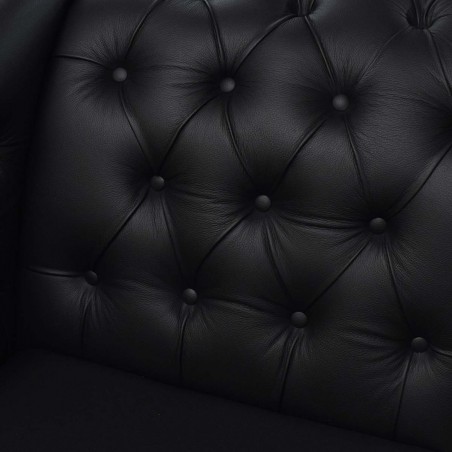 Buttoned Medal Crystal Grey Genuine Leather Chaise Longue | Beaumont