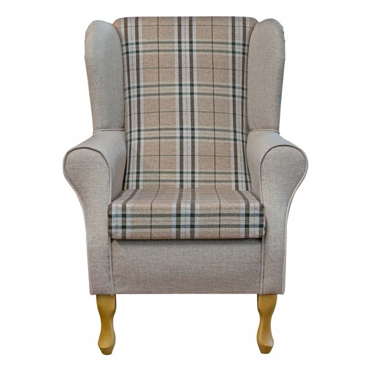 Standard Wingback Chair in Gleneagles Check & Plain Saddle Fabric | Beaumont