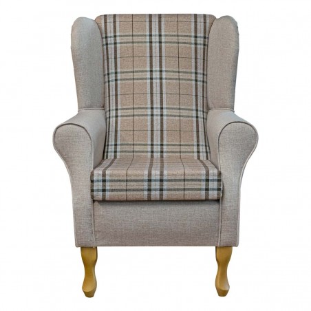 Standard Wingback Chair in Gleneagles Check & Plain Saddle Fabric | Beaumont