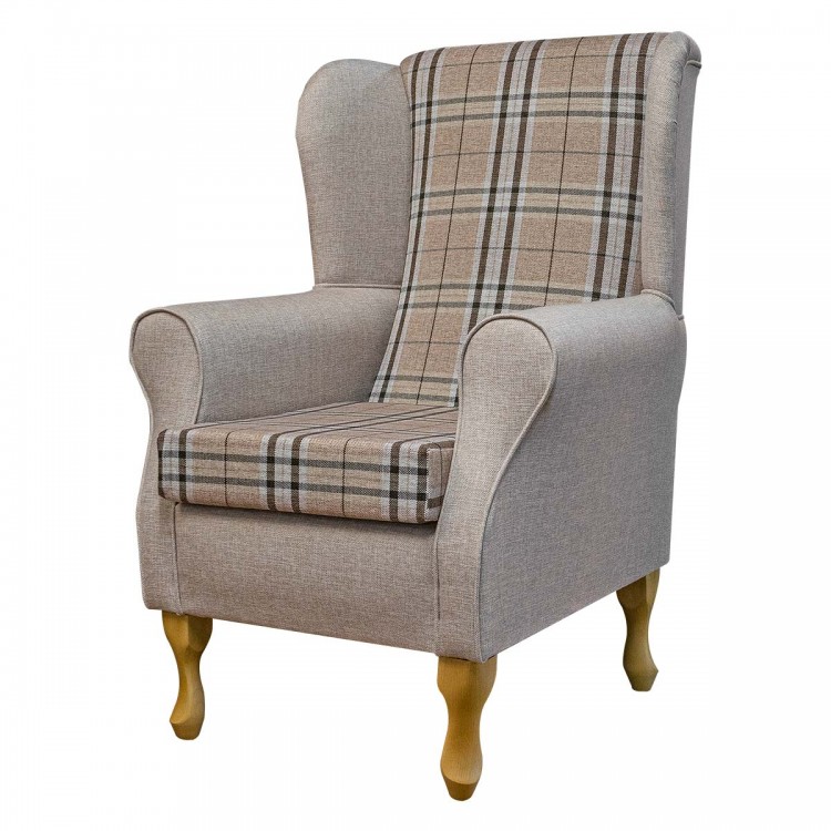 Standard Wingback Chair in Gleneagles Check & Plain Saddle Fabric | Beaumont