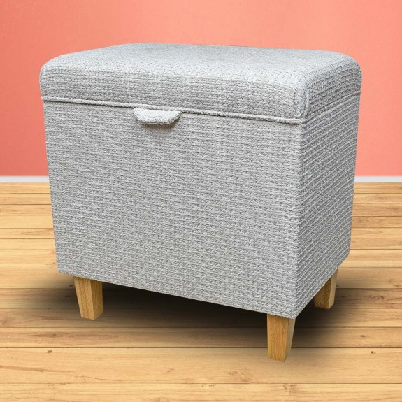 Tall Storage Ottoman in Vecchio Woven Pearl Metallic Fabric VEC3275 | Beaumont