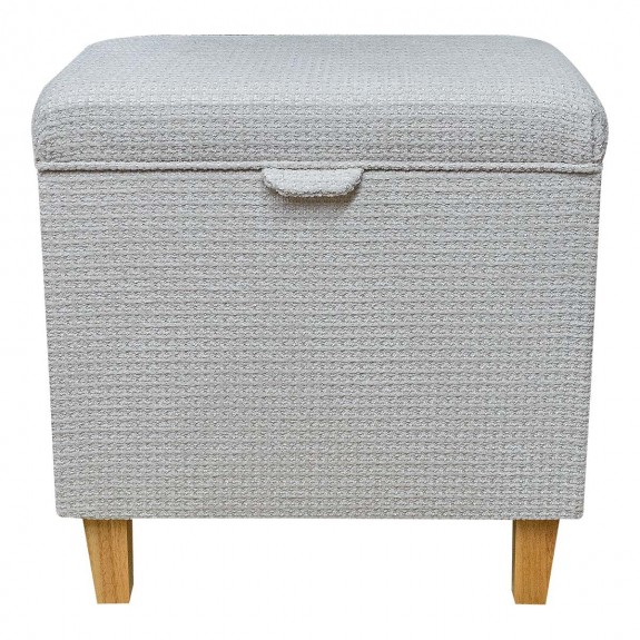 Tall Storage Footstool, Ottoman, Pouffe in Vecchio Woven Pearl Metallic Fabric