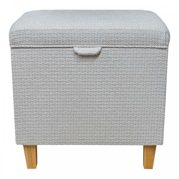 Tall Storage Ottoman in Vecchio Woven Pearl Metallic Fabric VEC3275 | Beaumont