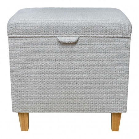 Tall Storage Ottoman in Vecchio Woven Pearl Metallic Fabric VEC3275 | Beaumont