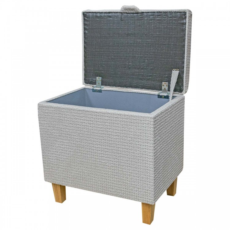 Tall Storage Ottoman in Vecchio Woven Pearl Metallic Fabric VEC3275 | Beaumont