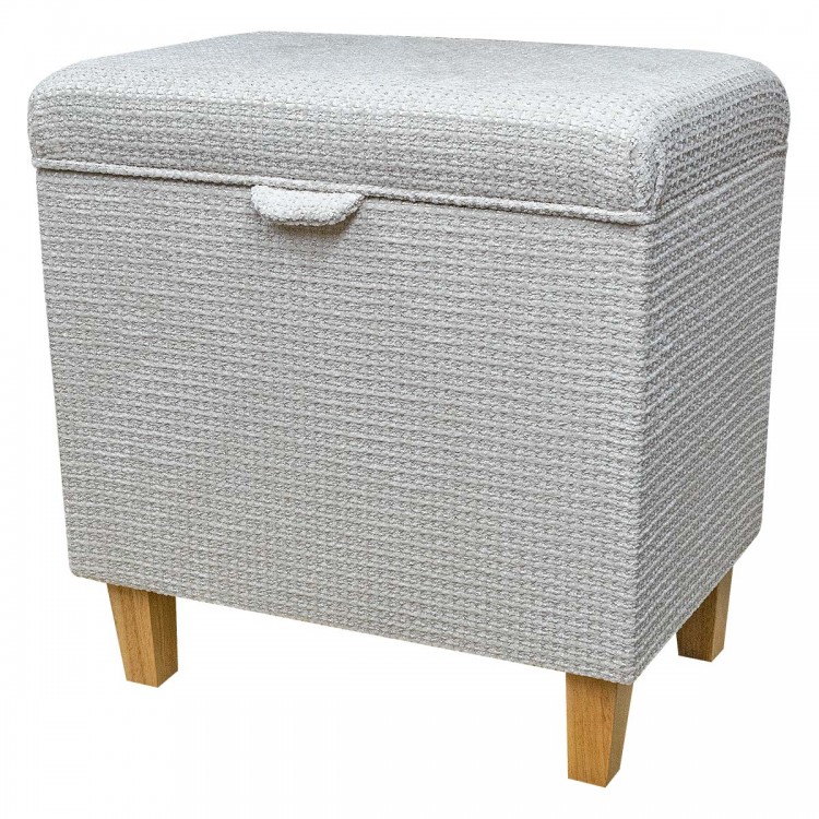Tall Storage Ottoman in Vecchio Woven Pearl Metallic Fabric VEC3275 | Beaumont