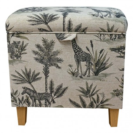 Tall Storage Ottoman in Safari Wildlife Fabric | Beaumont