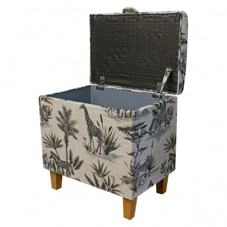 Tall Storage Ottoman in Safari Wildlife Fabric | Beaumont