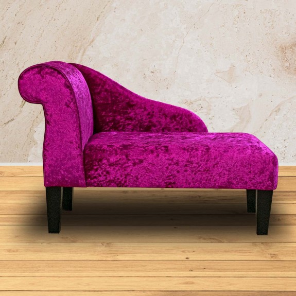 Mini Chaise Longue in a Shimmer Fuchsia Crushed Velvet | Beaumont