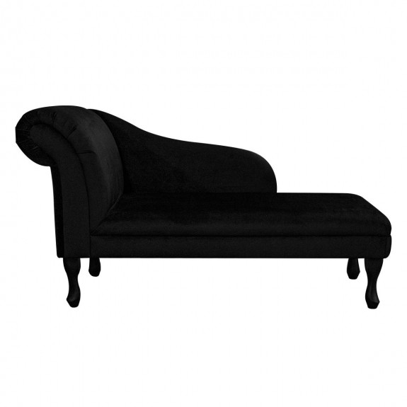 52" Medium Chaise Longue in a Monaco Black Supersoft Velvet Fabric