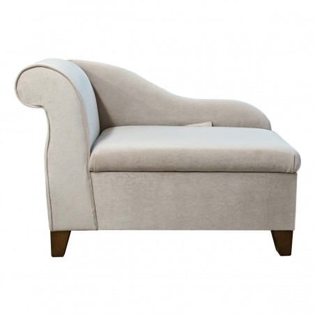 Storage Chaise Longue in AquaVelvet Oatmeal Fabric SR19202 | Beaumont