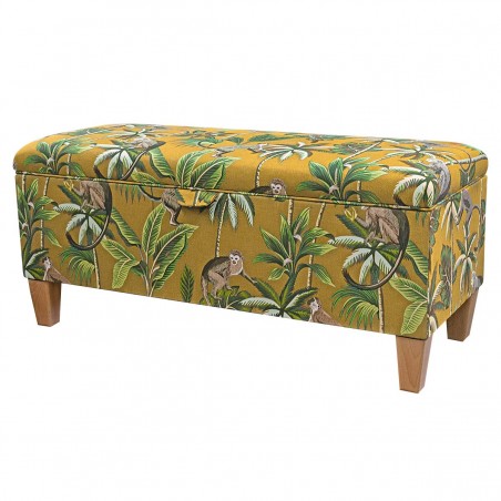 Handmade Storage Bench in Fryetts Monkey Ochre Fabric | Beaumont