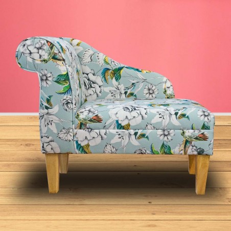 Chaise Longue in Rembrandt Hummingbird Duck Egg Fabric | Beaumont