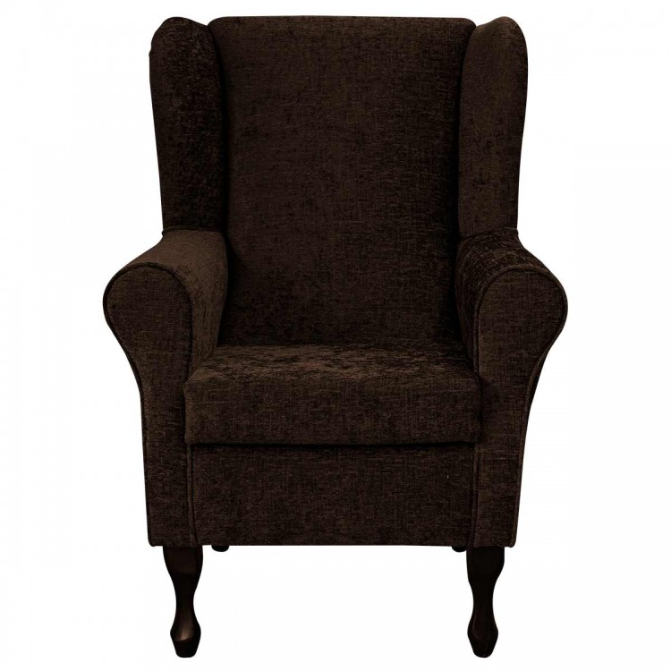 Wingback Fireside Chair in Modern Brown Fabric