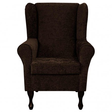 Wingback Fireside Chair in Modern Brown Fabric