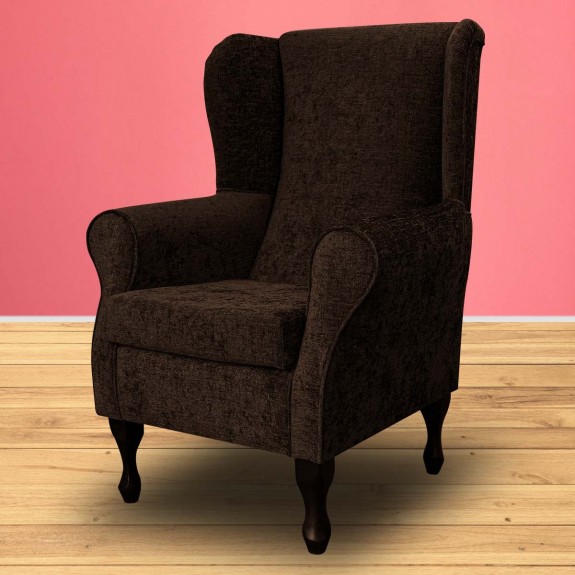 Wingback Chair in Carlton Chocolate Modern Chenille Fabric | Beaumont
