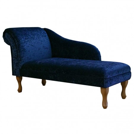 Medium Chaise Longue in a Pastiche Crush Plain Navy Chenille Fabric SR18071 | Beaumont