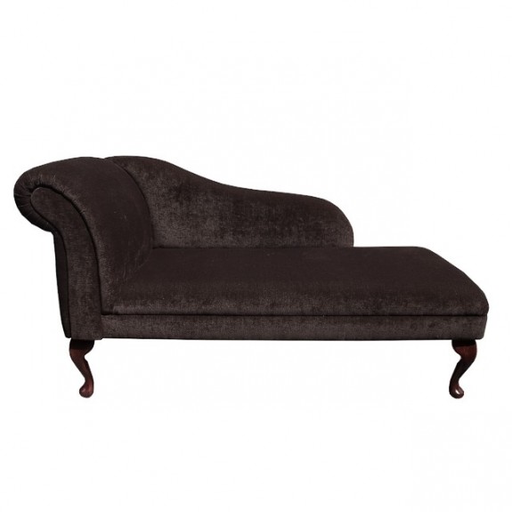 56" Medium Chaise Longue in a Pimlico Crush Mocha Fabric