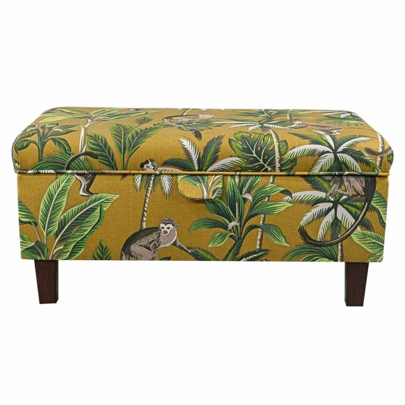 Storage Footstool, Ottoman, Pouffe in a Monkey Ochre 100% Cotton Print Fabric
