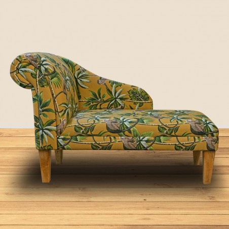 Medium Chaise Longue in a Monkey Grey 100% Cotton Fabric | Beaumont
