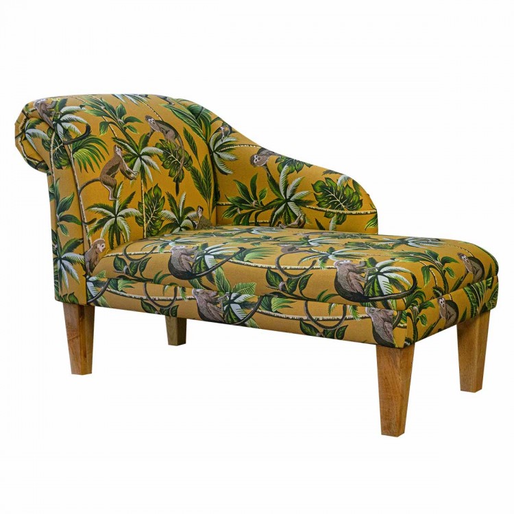 Medium Chaise Longue in a Monkey Grey 100% Cotton Fabric | Beaumont