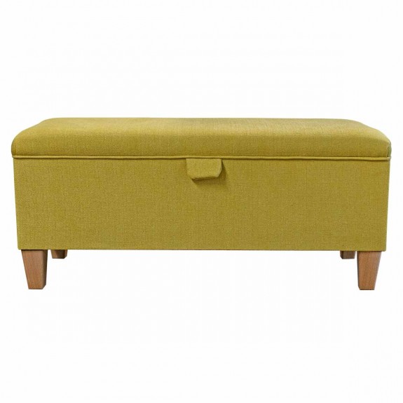 Storage Bench Stool in Zenith Gold Plain Weave Fabric