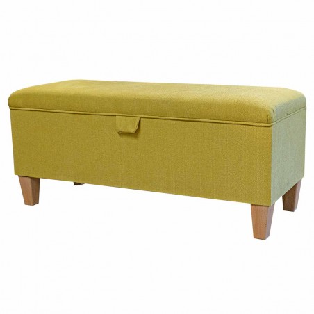 Handmade Storage Bench in Zenith Gold Plain Weave Fabric | Beaumont