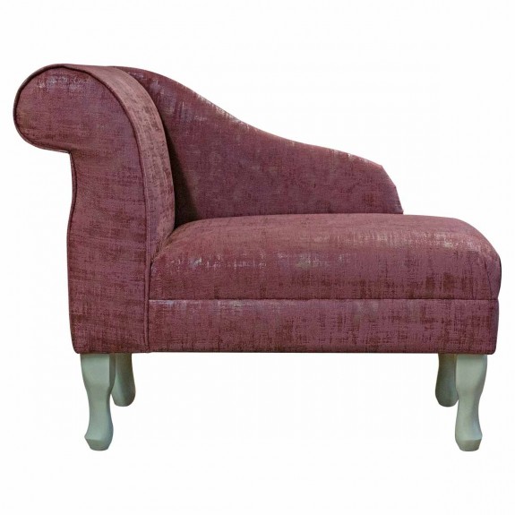 36" Compact Chaise Longue in Seville Fuchsia & Brushed Gold Fabric