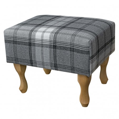 small grey tartan footstool