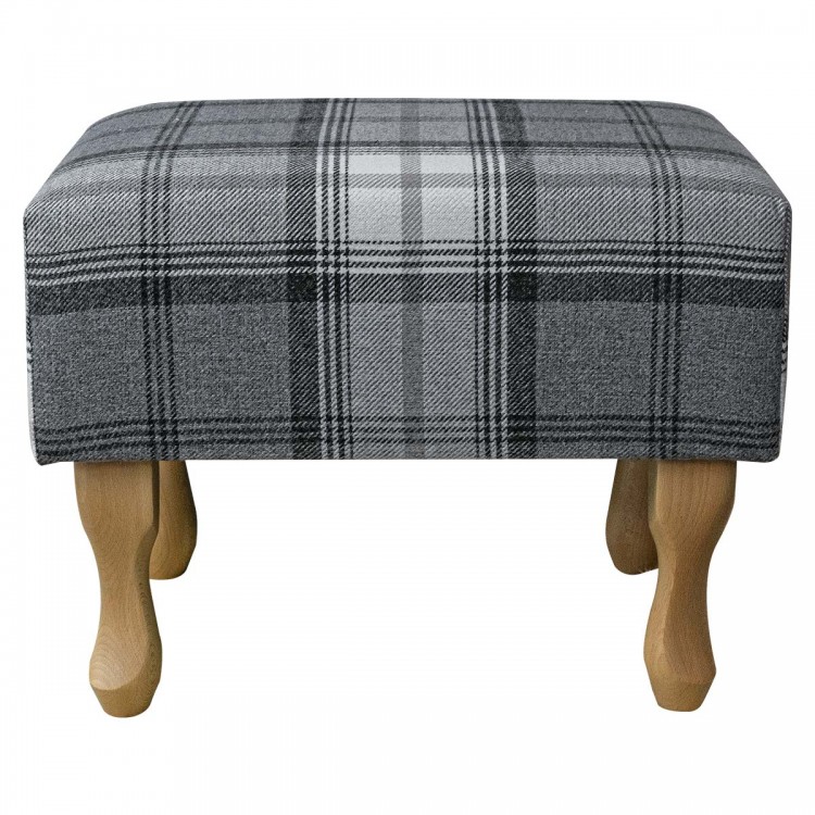 small grey tartan footstool