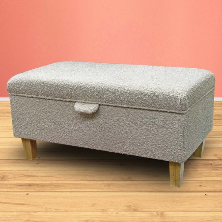 beige boucle footstool