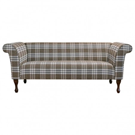Compact 3 Seater Sofa in Kintyre Chestnut Tartan Fabric | Beaumont