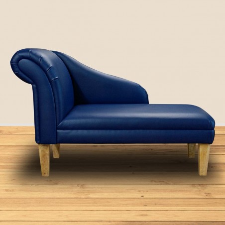 Medium Chaise Longue in a Lisbon Navy Contract Vinyl Fabric | Beaumont