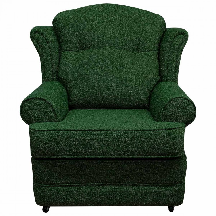 dark green boucle armchair