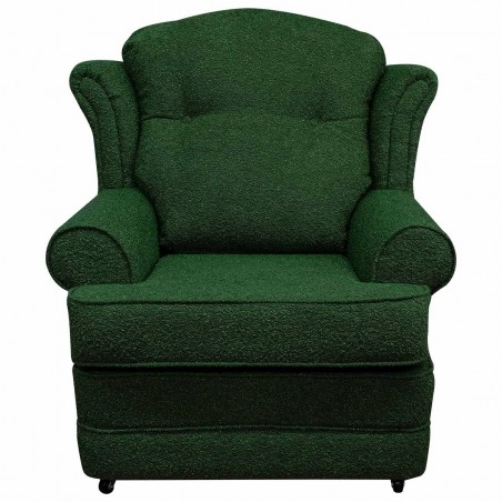 dark green boucle armchair