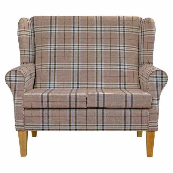 2 Seater Wingback Sofa in Gleneagles Check Saddle Fabric