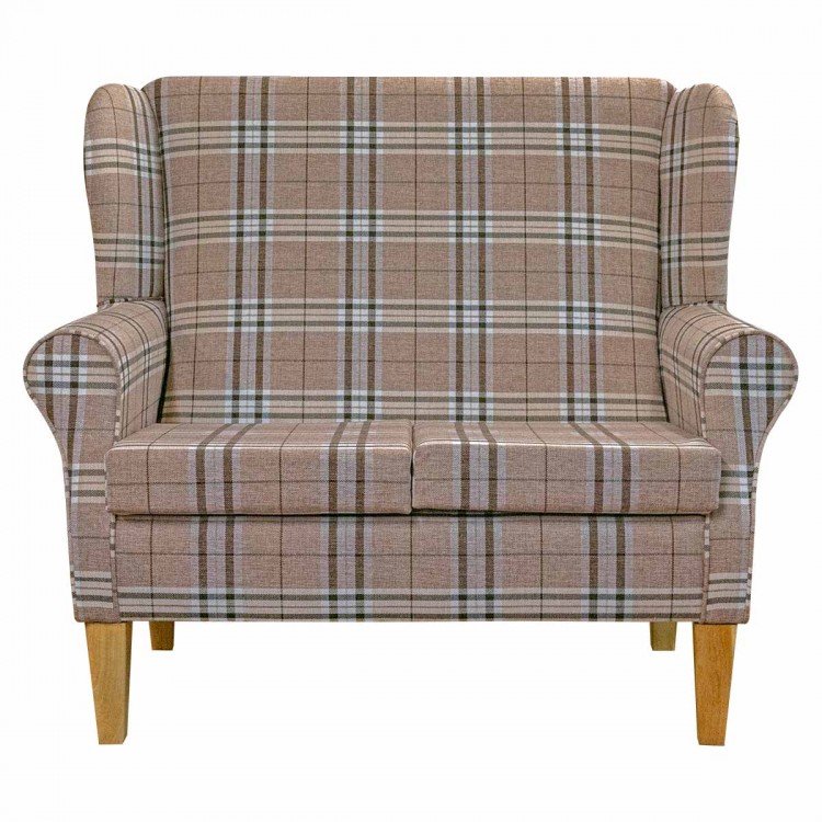 check fabric 2 seater sofa