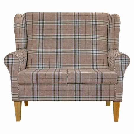 check fabric 2 seater sofa