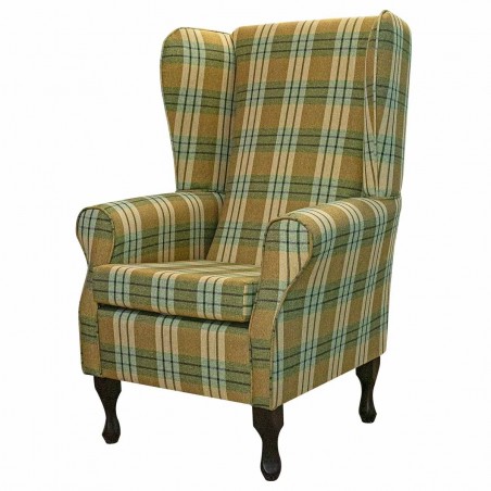 Large High Back Chair in Kintyre Pampas Tartan Fabric | Beaumont