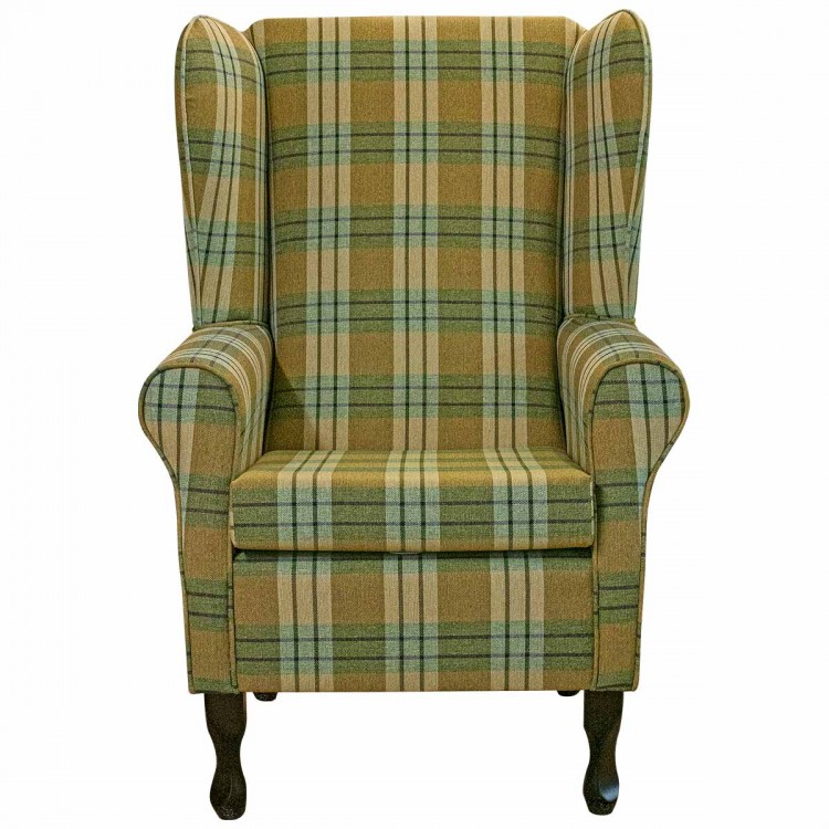 Large High Back Chair in Kintyre Pampas Tartan Fabric | Beaumont