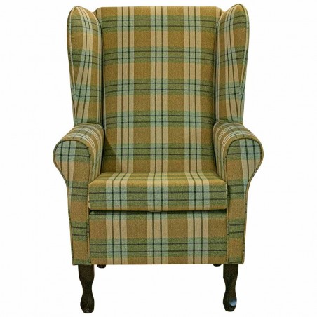 Large High Back Chair in Kintyre Pampas Tartan Fabric | Beaumont