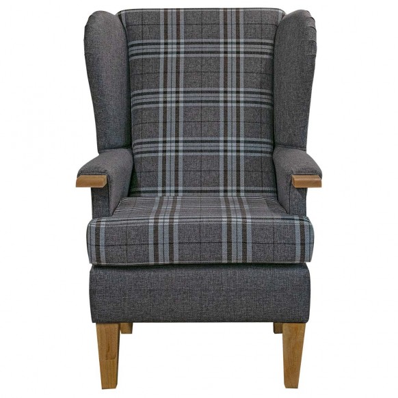 Kensington Orthopaedic Armchair in Gleneagles Check & Plain Silver Fabric