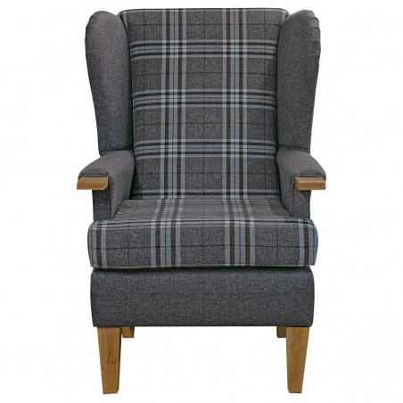 Kensington Orthopaedic Armchair in Gleneagles Check & Plain Silver Fabric | Beaumont