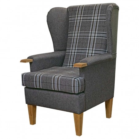 Kensington Orthopaedic Armchair in Gleneagles Check & Plain Silver Fabric | Beaumont