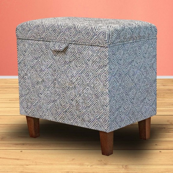 Tall Storage Ottoman in Accento Diamond Lavender Fabric | Beaumont