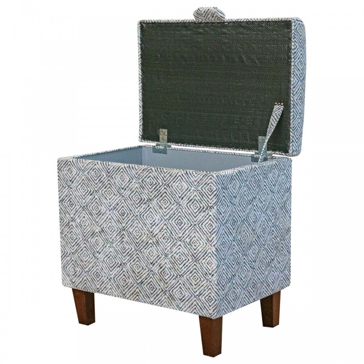 Tall Storage Ottoman in Accento Diamond Lavender Fabric | Beaumont